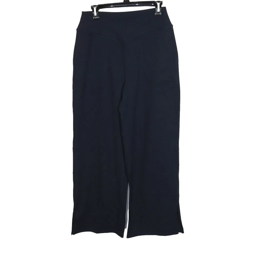 Halara Navy Crossover Wide Leg Split Ankle Active Yoga Pants Size Large - Picture 4 of 11